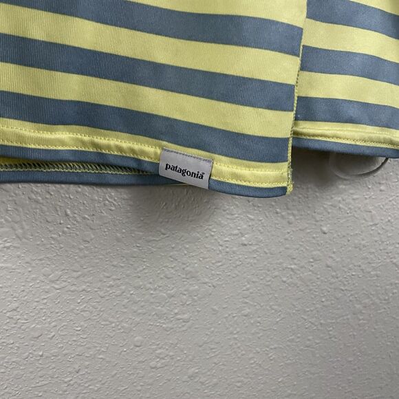 Patagonia Womens XL Baselayer Capeline Silkweight Yellow Gray Stripe - Picture 4 of 5